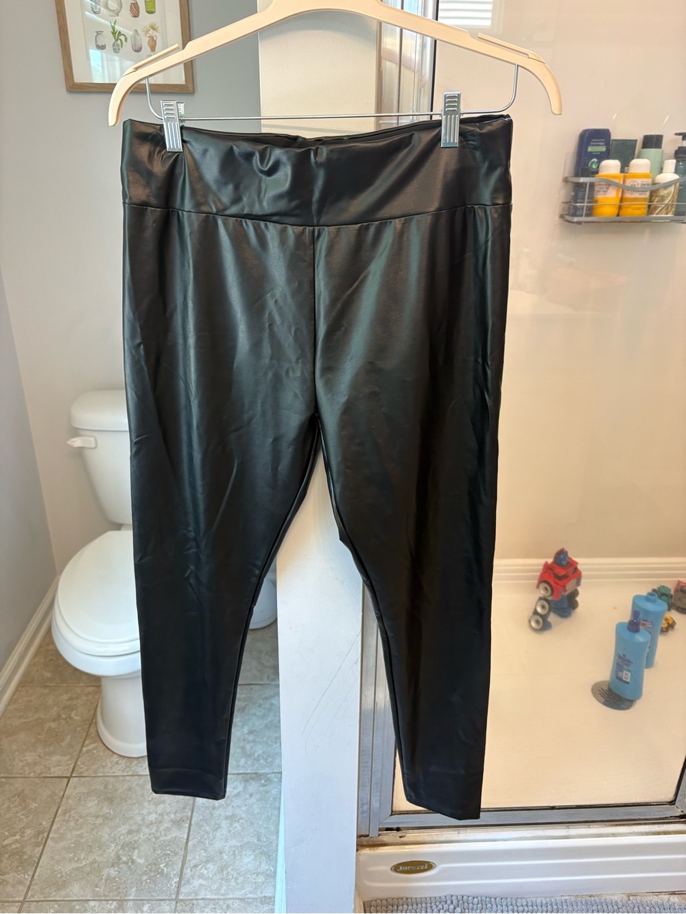 Cupshe Women's XL Black Faux Leather Leggings High Rise Stretch NWT